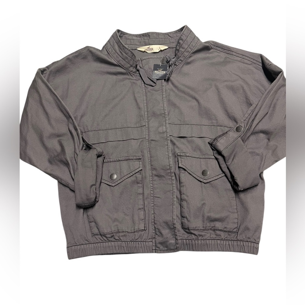 Hollister  NWT Gray Utility Jacket Women's Size Small Full Zip Y2K Cropped - Picture 8 of 12